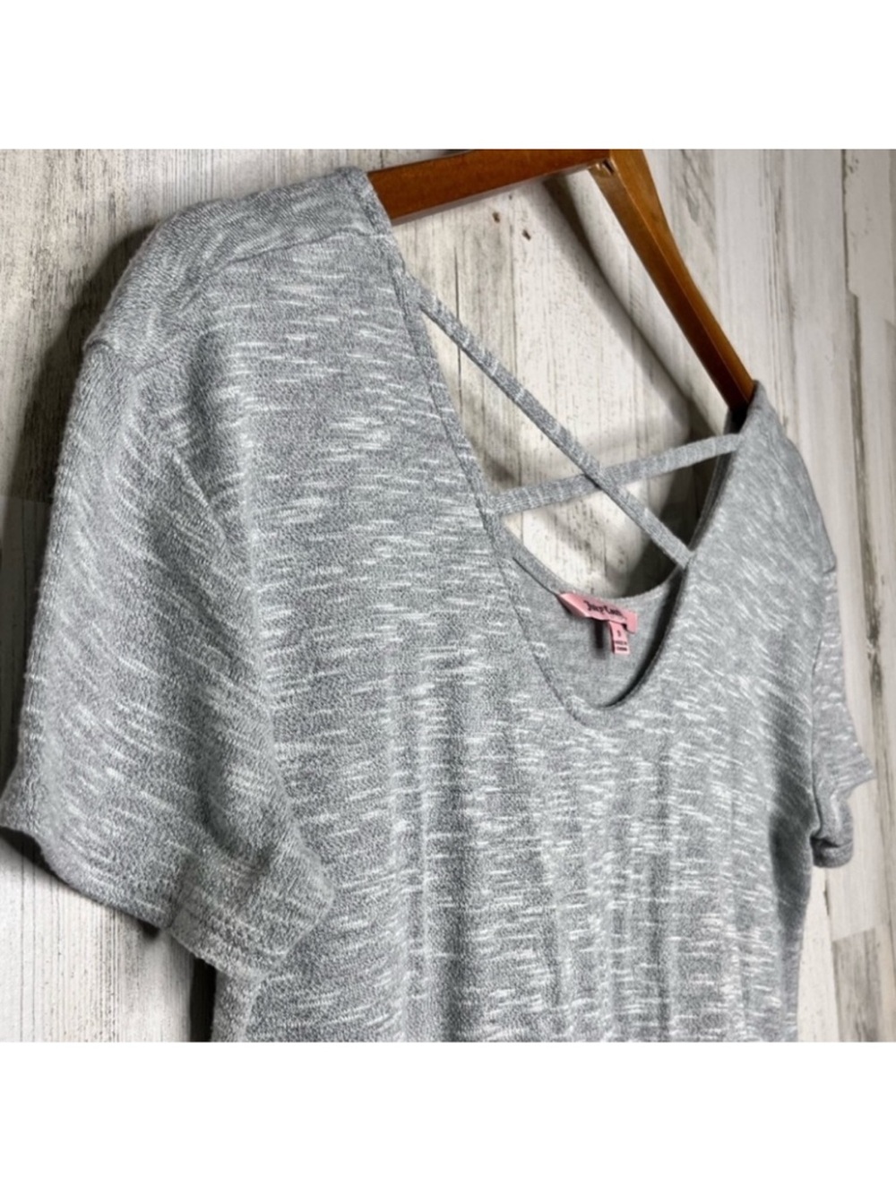 Juicy Couture Criss Cross Neck T Shirt Dress Short Sleeve Gray Small - Picture 5 of 14